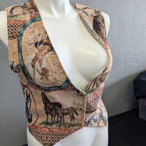 Vintage Bar N None Western Embroidered Vest Women's Medium